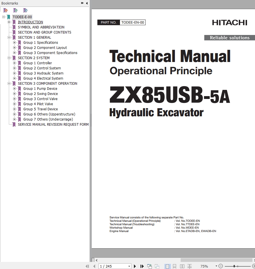 Hitachi ZX85USB-5A Technical Manual TODEE-EN-00