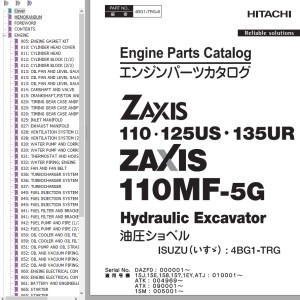 Hitachi ZX110 ZX125US ZX135UR Engine Parts Catalog 4BG1-TRG-8