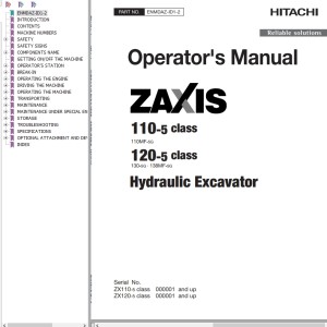 Hitachi ZX110MF-5G ZX130-5G ZX138MF-5G Operator's Manual ENMDAZ-ID1-2