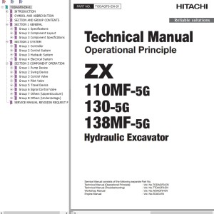 Hitachi ZX110MF-5G ZX130-5G ZX138MF-5G Technical Manual TODAGF0-EN-01