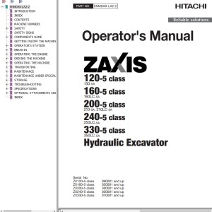 Hitachi ZX120-5 ZX330-5 Class Operator's Manual ENMDAK-LA2-2