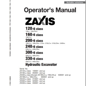 Hitachi ZX120-6 ZX330-6 Class Operator's Manual ENMDC1-EN2-6