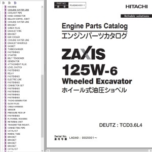 Hitachi ZX125W-6 Engine Parts Catalog PLADA0-EG1-1