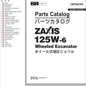 Hitachi ZX125W-6 Parts Catalog PLADA0-1-2