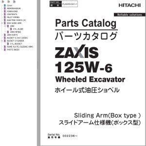 Hitachi ZX125W-6 Parts Catalog PLADA0-SA1-1