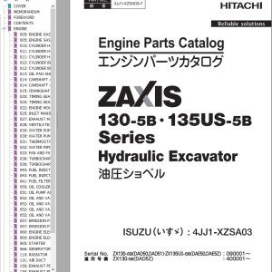 Hitachi ZX130-5B ZX135US-5B Engine Parts Catalog 4JJ1-XZSA03-7