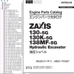 Hitachi ZX130-5G ZX130K-5G ZX138MF-5G Engine Parts Catalog 4BG1-TCG07-6