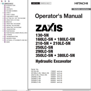 Hitachi ZX130-5N ZX380LC-5N Operator's Manual ENMDCA-NA2-5