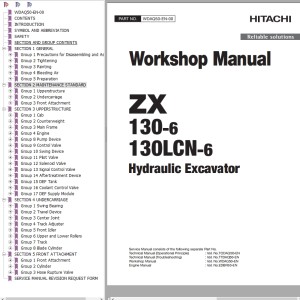 Hitachi ZX130-6 ZX130LCN-6 Workshop Manual WDAQ50-EN-00