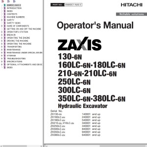 Hitachi ZX130-6N ZX380LC-6N Operator's Manual ENMDC1-NA3-3