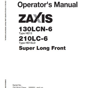 Hitachi ZX130LCN-6 ZX210LC-6 Operator's Manual ENMDAQ-ENSL1-2