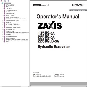 Hitachi ZX135US-5A ZX225US-5A ZX225USLC-5A Operator's Manual ENMDAY-1-2
