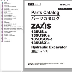 Hitachi ZX135US-6 ZX135USK-6 ZX135USOS-6 ZX135USX-6 Parts Catalog PDAS50-1-7