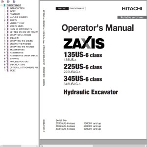 Hitachi ZX135US-6 ZX225USLC-6 ZX345USLC-6 Operator's Manual ENMDAT-MX1-7