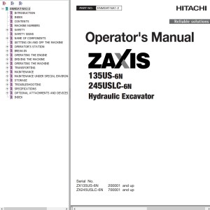 Hitachi ZX135US-6N ZX245USLC-6N Operator's Manual ENMDAT-NA1-2