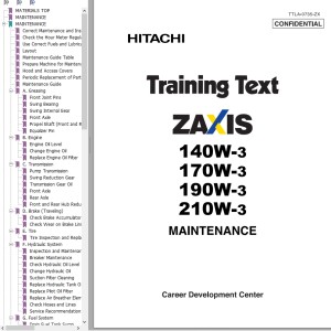 Hitachi ZX140W-3 ZX170W-3 ZX190W-3 ZX210W-3 Training Text TTLA-0735-ZX