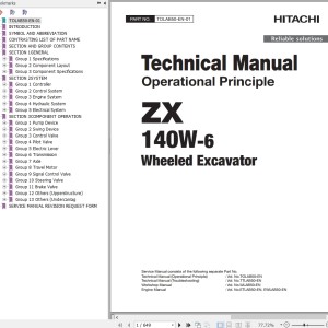 Hitachi ZX140W-6 Technical Manual TOLAB50-EN-01