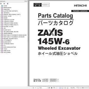 Hitachi ZX145W-6 Parts Catalog PLAC50-1-2