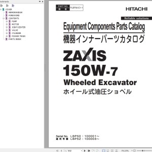 Hitachi ZX150W-7 Parts Catalog PLBP50-E1-1