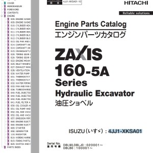 Hitachi ZX160-5A Engine Parts Catalog 4JJ1-XKSA01-10