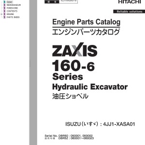 Hitachi ZX160 Series Engine Parts Catalog 4JJ1-XASA01-9