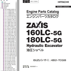 Hitachi ZX160LC-5G ZX180LC-5G Engine Parts Catalog 4BG1-TCG08-4