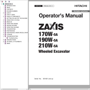 Hitachi ZX170W-5A ZX190W-5A ZX210W-5A Operator's Manual ENMLBJ-CN1-3