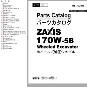 Hitachi ZX170W-5B Parts Catalog PLBA-1-1