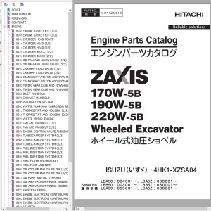 Hitachi ZX170W-5B ZX190W-5B ZX220W-5B Engine Parts Catalog 4HK1-XZSA04-2