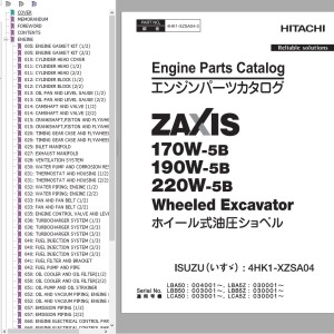 Hitachi ZX170W-5B ZX190W-5B ZX220W-5B Engine Parts Catalog 4HK1-XZSA04-3