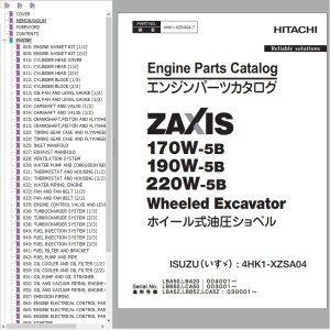 Hitachi ZX170W-5B ZX190W-5B ZX220W-5B Engine Parts Catalog 4HK1-XZSA04-7