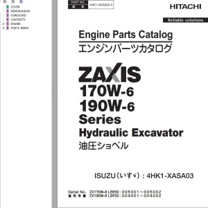 Hitachi ZX170W-6 ZX190W-6 Engine Parts Catalog 4HK1-XASA03-5