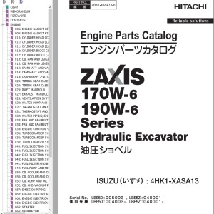 Hitachi ZX170W-6 ZX190W-6 Engine Parts Catalog 4HK1-XASA13-6