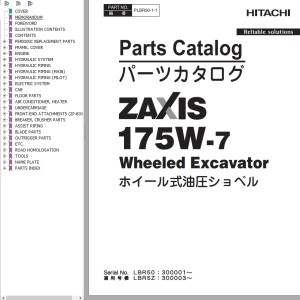 Hitachi ZX175W-7 Parts Catalog PLBR50-1-1