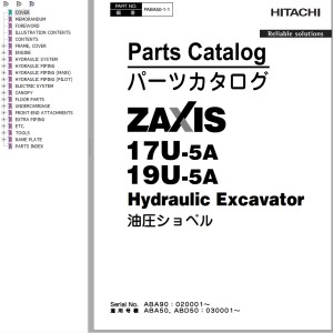 Hitachi ZX17U-5A ZX19U-5A Parts Catalog PABA50-1-1