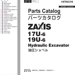 Hitachi ZX17U-6 ZX19U-6 Parts Catalog PABK50-1-1