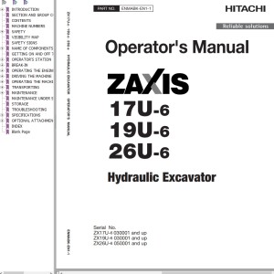 Hitachi ZX17U-6 ZX19U-6 ZX26U-6 Operator’s Manual ENMABK-EN1-1