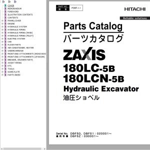Hitachi ZX180LC-5B ZX180LCN-5B Parts Catalog PDBF-1-1