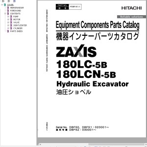 Hitachi ZX180LC-5B ZX180LCN-5B Parts Catalog PDBF-E1-1