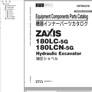 Hitachi ZX180LC-5G ZX180LCN-5G Parts Catalog PDBHC0-E1-1