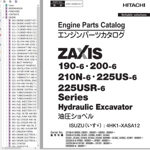 Hitachi ZX190-6 ZX200-6 ZX210N-6 ZX225US-6 ZX225USR-6 Engine Parts Catalog 4HK1-XASA12-7