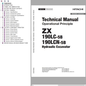 Hitachi ZX190LC-5B ZX190LCN-5B Technical Manual TODBJ-EN-00