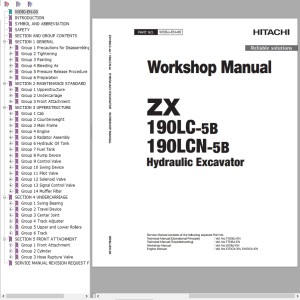 Hitachi ZX190LC-5B ZX190LCN-5B Workshop Manual WDBJ-EN-00