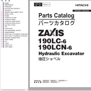 Hitachi ZX190LC-6 ZX190LCN-6 Parts Catalog PDBS50-1-2