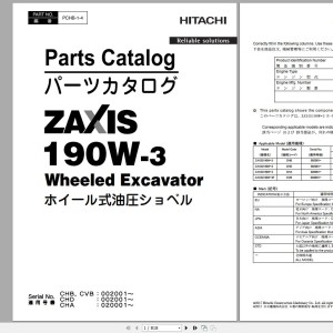 Hitachi ZX190W-3 Parts Catalog