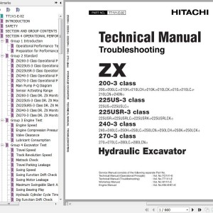 Hitachi ZX200-3 Series To ZX270-3 Series Technical Manual Troubleshooting TT1V1-E-02