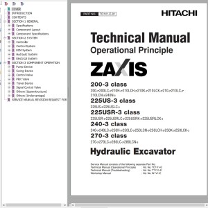 Hitachi ZX200-3 ZX225US-3 ZX225USR-3 ZX240-3 ZX270-3 Class Technical Manual TO1V1-E-01