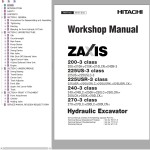 Hitachi ZX200-3 ZX225US-3 ZX225USR-3 ZX240-3 ZX270-3 Class Workshop Manual W1V1-E-01