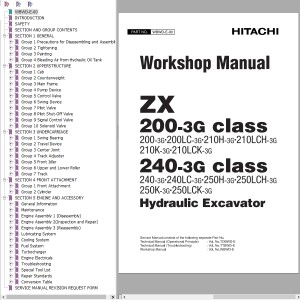 Hitachi ZX200-3G ZX240-3G Class Workshop Manual WBWD-E-00