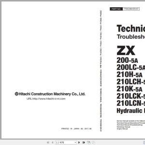 Hitachi ZX200-5A To ZX210LCN-5A Technical Manual Troubleshooting TTDCX90-EN-01